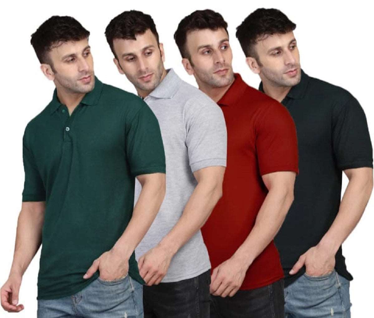 Fidato Men's Half Sleeves Polo Neck T-shirt